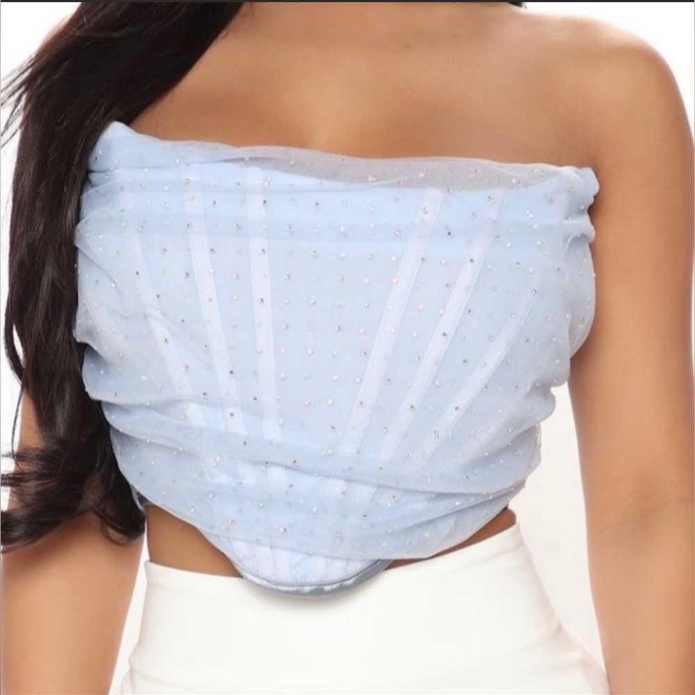 Blue Rhinestone Corset Top (81)